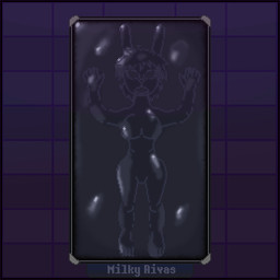 anthro bad_end bdsm black_border bondage border bound female latex liquid_latex solo stuck trapped vacuum_bed milkybun29 milky_rivas lagomorph leporid mammal rabbit 1:1 digital_media_(artwork) pixel_(artwork)