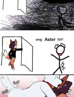 anthro brown_hair choker duo femboy fluffy_ears from_behind_position fur hair jewelry male male/male necklace piercing plap_(sound) sex shitpost smug smug_face sparkles white_body white_fur starlit_aster your_name generic_character canid canine fox mammal hi_res meme