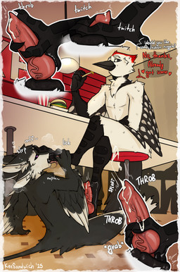 3_fingers 3_toes 4_ears 4_toes 5_fingers animal_genitalia animal_penis animal_vulva anthro avian_feet bar_stool barefoot beak becoming_erect big_penis biped black_body black_feathers black_finger_claws black_fur black_genital_slit black_hair black_pawpads black_sclera black_toe_claws black_vulva bodily_fluids breath burger canine_genitalia canine_penis canine_vulva casual_masturbation casual_sex ceiling ceiling_lamp cheek_tuft claws close-up container countershade_face countershade_fur countershading cum cum_on_feet cum_on_talons cum_string cumshot cutaway dialogue digitigrade dominant dominant_anthro dominant_male duo ejaculation emanata erection facial_tuft fast_food feathered_wings feathers feet fingering fingers fluffy food foot_fetish foot_focus foot_grab foot_in_mouth foot_in_pussy foot_lick foot_on_face foot_on_penis foot_play footjob fries fur furniture genital_close-up genital_danger_play genital_fluids genital_slit genitals hair heart_symbol humor inside intersex intersex/male intersex_penetrated interspecies interspecies_domination joke knot knotted_penis lamp leaking leaking_cum leaking_precum leg_over_thigh licking long_beak looking_pleasured male male_penetrating male_penetrating_intersex male_penetrating_maleherm maleherm maleherm/male maleherm_penetrated markings masturbation multi_ear multicolored_body multicolored_fur neck_tuft nude offscreen_character on_ground onomatopoeia open_mouth opposable_toe oral orgasm panting pawpads paws penetration penile penile_masturbation penile_talonjob penis penis_close-up penis_grab pink_penis plump_labia precum prehensile_feet public public_sex puffy_genital_slit pun purple_eyes question question_mark red_body red_feathers red_hair saliva saliva_on_foot saliva_string sauce scuted_feet scuted_legs scutes servicing_from_below sex silhouette sitting sitting_on_ground slurping smile sound_effects speech_bubble splurt spread_legs spread_toes spreading stealth_sex steamy_breath stool stroking_penis submissive submissive_anthro submissive_intersex submissive_maleherm tail tail_feathers talon_fetish talonjob talons text throbbing throbbing_penis toe_claws toes tongue tongue_out touching_penis tuft under_table under_table_footjob vaginal vaginal_fingering vaginal_masturbation vaginal_penetration vaginal_talonjob vein veiny_penis vulva vulva_close-up white_body white_feathers white_fur white_markings winged_arms wings worship keesandwich kfc fyr_(fenrir784) layvan avali avian bird picid woodpecker 2025 absurd_res colored dated digital_drawing_(artwork) digital_media_(artwork) english_text hi_res sequence shaded signature