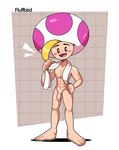 5_fingers 5_toes abs after_shower balls blonde_hair bodily_fluids feet fingers genitals hair male muscular muscular_male navel nude penis small_penis solo sweat toes towel towel_around_neck wet fluffbird mario_bros nintendo paper_mario paper_mario:_the_thousand_year_door prince_mush toad_(mario) hi_res