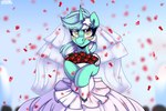 blush bouquet clothing dress female feral flower flower_bouquet horn plant solo wedding wedding_dress yellow_eyes shadowreindeer friendship_is_magic hasbro my_little_pony mythology lyra_heartstrings_(mlp) equid equine mammal mythological_creature mythological_equine unicorn 3:2 absurd_res hi_res