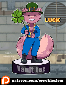 anthro female fur pink_body pink_fur solo tail text errokioslem fallout microsoft felid feline mammal pantherine hi_res url