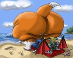 anthro beach beach_towel bent_over big_butt blonde_hair bottomwear butt clothing cloud denim denim_bottomwear denim_clothing dipstick_tail feet female fur hair huge_butt huge_thighs hyper hyper_butt hyper_thighs jeans larger_female male markings morbidly_obese morbidly_obese_anthro morbidly_obese_female nude obese obese_anthro obese_female overweight overweight_anthro overweight_female pants paws rear_view sand sea seaside shadow shirt size_difference sky smaller_male striped_body striped_fur stripes tail tail_markings tank_top thick_thighs topwear towel water wings kazecat li_(rickydemont) rickydemont_(character) canid canine felid fox mammal pantherine tiger 2006 digital_media_(artwork)