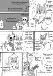 anthro bear black_and_white canid canine canis clothing comic cotton_(artist) dialogue domestic_dog ellipsis english_text fur greyscale male mammal monochrome natsume_(tooboe_bookmark) nitobe simple_background text tooboe_bookmark tuft white_background