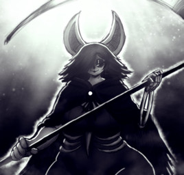 anthro big_breasts big_ears black_hair breasts cloak clothed clothing curvy_figure dress eyeshadow female hair hair_over_eye holding_melee_weapon holding_object holding_polearm holding_scythe holding_weapon makeup melee_weapon polearm scythe skeletal skeletal_arm solo voluptuous voluptuous_anthro voluptuous_female weapon wide_hips itzjaylock death_(itzjaylock) bat mammal hi_res