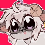 1:1 anthro blep bovid caprine ears_down goat headshot_portrait hybrid icon mammal manunia marine pinniped pivoted_ears pop_team_epic portrait purple_eyes red_background seal simple_background solo style_emulation tongue tongue_out