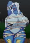 anthro big_breasts breasts clothing costume fangs female genitals hair holidays huge_breasts looking_at_viewer navel nipples open_mouth pokemorph pussy red_eyes solo teeth white_hair deadpliss halloween nintendo pokemon keiko_(deadpliss) generation_5_pokemon mummy pokemon_(species) samurott undead 2016 hi_res