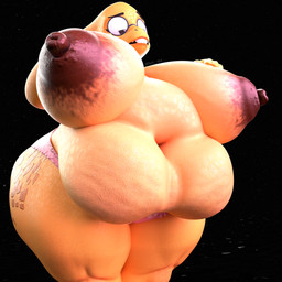 anthro areola belly belly_focus big_belly big_breasts big_nipples breasts brown_areola buckteeth cellulite clothing curvy_figure eyewear female glasses huge_belly huge_breasts huge_hips huge_thighs hyper navel nipples non-mammal_nipples obese obese_anthro obese_female overweight overweight_anthro overweight_female panties pink_clothing pink_panties pink_underwear round_glasses solo teeth text thick_thighs underwear wide_hips yellow_body yellow_skin adri164 twilightv0ids_(modeler) undertale_(series) alphys lizard reptile scalie 1:1 3d_(artwork) absurd_res digital_media_(artwork) english_text hi_res