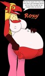 anthro belly big_belly big_breasts breasts clothing female glowing glowing_eyes hair imprint long_hair navel nipples outie_navel pregnant pregnant_anthro pregnant_female shirt solo squirming squirming_belly tank_top text topwear zdog909 nintendo pokemon roxy_(zdog909) blaziken generation_3_pokemon pokemon_(species) 2021 absurd_res alpha_channel english_text hi_res