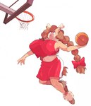 anthro ball basketball basketball_(ball) basketball_hoop basketball_uniform big_breasts breasts clothing female huge_breasts solo sportswear uniform inkerton-kun olive_(rawk_manx) deer mammal new_world_deer reindeer hi_res