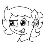 ear_piercing earth_pony equid equine fan_character female feral ficficponyfic hasbro horse mammal monochrome my_little_pony piercing pony ruby_rouge_(colt_quest) simple_background smile solo teeth white_background young young_feral
