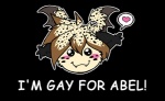 :3 black_background blush blush_stickers chibi cute_fangs fad fangs flower flower_hair fur hair head_wings heart_symbol male plant plant_hair pseudo_hair simple_background solo spots spotted_hair spotted_wings stated_homosexuality stated_sexuality teeth text unusual_wing_placement wings amber_williams dan_and_mab's_furry_adventures abel_(dmfa) cubi_(race) english_text low_res