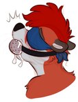 anthro ball_gag blindfold bodily_fluids cum cum_drip cum_in_mouth cum_inside cum_on_face dripping gag genital_fluids hair male red_hair solo orlandofox timmy_the_otter mammal mustelid otter bust_portrait portrait