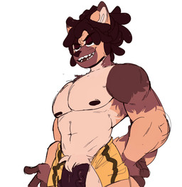 anthro balls biceps big_penis black_eyes black_penis bottomwear bottomwear_down brown_body brown_fur bulge clothing crotch_tuft dreadlocks fur genitals half-closed_eyes huge_penis humanoid_genitalia humanoid_penis male muscular muscular_anthro muscular_male narrowed_eyes navel nipples open_mouth pecs penis shorts simple_background smile solo standing tan_body tan_fur tuft vein veiny_penis white_background yellow_bottomwear yellow_clothing yellow_shorts akachionmain devin_(yungyiff) canid canine canis domestic_dog german_shepherd herding_dog mammal pastoral_dog hi_res