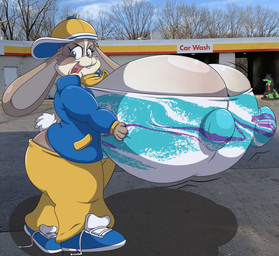 anthro big_breasts big_nipples bottomwear breasts clothing female footwear grey_eyes hat headgear headwear huge_breasts hyper hyper_breasts jacket looking_at_viewer nipple_outline nipples open_mouth pants shirt shoelaces shoelaces_untied shoes sneakers solo sweatpants topwear joeblaydesign how_to_be_cool solo_jazz_pattern peeb_(piemations) lagomorph leporid mammal rabbit absurd_res hi_res