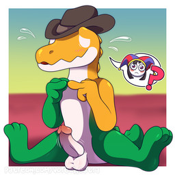 animal_genitalia animal_penis anthro balls blush bodily_fluids border candy clothing cowboy_hat dessert duo erection feet female female_on_anthro food genitals gradient_background gummy_(food) hat hat_only headgear headgear_only headwear headwear_only humanoid_genitalia humanoid_penis male male/female mostly_nude non-mammal_balls open_mouth penis question_mark red_penis requesting short_tail shy simple_background solo solo_focus speech_bubble spread_legs spreading sweat sweatdrop tail text white_border vorechestra glitch_productions the_amazing_digital_circus gummigoo_(tadc) pomni_(tadc) crocodile crocodilian food_creature gummy_creature human living_candy mammal reptile scalie 1:1 2024 alternate_version_at_source digital_drawing_(artwork) digital_media_(artwork) shaded url watermark