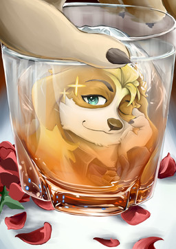 alcohol anthro beverage blonde_hair blue_eyes claws finger_claws floppy_ears glass hair ice male one_eye_closed petals reflection rose_petals smile solo wink hechaxianzhi lifewonders live_a_hero hisaki_(live_a_hero) canid canine canis domestic_dog mammal absurd_res hi_res