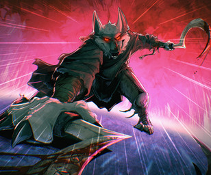 anthro arm_wraps biped black_claws black_cloak black_clothing black_nose blood blood_on_weapon bodily_fluids claws cloak clothing finger_claws fingers fur grey_body grey_fur holding_object holding_weapon licking licking_lips male map motion_lines red_eyes sharp_teeth sickle smile solo teeth tongue tongue_out weapon wraps mrjimmydafloof dreamworks puss_in_boots_(franchise) death_(puss_in_boots) canid canine canis mammal wolf 2023 hi_res