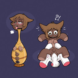 abstract_background after_transformation anus bdsm breasts brown_body brown_fur buckteeth duo exclamation_point eyelashes eyelashes_through_hair female forced fur genitals hair heart_eyes heart_symbol implied_transformation inanimate_transformation markings penis plushie puffy_anus question_mark questionable_consent rape sex small_breasts small_penis teeth tongue transformation translucent translucent_hair vulva whisker_markings yellow_eyes respecies imp 1:1 hi_res nonbinary_(lore)