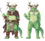 5_fingers anthro biceps clothing elderly fingers green_body kemono looking_at_viewer male mature_anthro mature_male navel nude off/on pecs solo standing tail lowerkuo mythology dragon mythological_creature mythological_scalie scalie