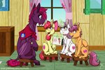 cloven_hooves clubhouse cutie_mark female feral furniture group hooves horn inside open_mouth paper sitting stool text wings inuhoshi-to-darkpen friendship_is_magic hasbro my_little_pony my_little_pony:_the_movie_(2017) mythology apple_bloom_(mlp) cutie_mark_crusaders_(mlp) scootaloo_(mlp) sweetie_belle_(mlp) tempest_shadow_(mlp) earth_pony equid equine horse mammal mythological_creature mythological_equine pegasus pony unicorn 2020 url