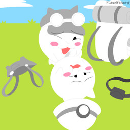 anal anal_penetration animal_genitalia animal_penis anthro armor backpack blush blush_stickers bodily_fluids clothing clothing_on_ground cloud drooling duo erection eyewear fanny_pack fur genital_fluids genitals goggles grass hat headgear headwear helmet male male/male miner_helmet penetration penis plant precum saliva sex tapering_penis white_body white_fur conditional_dnp funnyfaemeat ponos_corp. the_battle_cats gamatoto ototo_(the_battle_cats) domestic_cat felid feline felis mammal waddling_head 1:1 digital_drawing_(artwork) digital_media_(artwork) lineless pixel_(artwork) signature