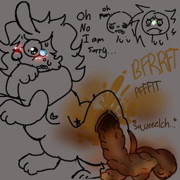 anthro blush bodily_fluids fart fart_cloud feces grossed_out group male pooping pooping_on_floor scatplay tears edotedi arthropod caterpillar insect larva 1:1 sketch