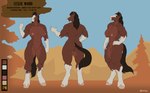 anthro black_mane black_tail breasts brown_body brown_eyes butt exposure_variation female front_view genitals hands_on_hips hooves mane markings multiple_poses muscular muscular_anthro muscular_female nipples pecs pecs_with_breasts pose pussy rear_view side_view solo tail white_markings greasymojo leslie_ward_(spyglass8) clydesdale draft_horse equid equine horse mammal 2023 hi_res model_sheet warm_colors