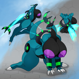 2_toes 3_fingers all_fours alternate_species anthro areola belly big_breasts black_belly black_body black_breasts black_sclera blue_body breasts claws crawling feet female female_anthro finger_claws fingers flying green_body green_eyes huge_breasts jet_pack lying navel nipples non-mammal_breasts non-mammal_navel non-mammal_nipples nude nude_anthro nude_female on_front purple_areola purple_nipples small_head solo thick_thighs toe_claws toes white_claws wide_hips eel_(artist) palworld pocketpair ralena/ralaku jetragon pal_(species) 1:1 absurd_res hi_res herm_(lore)