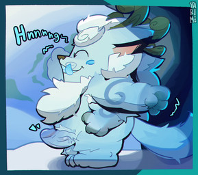 3_toes 4_arms 4_fingers anthro antlers balls blue_body blue_fur blush brown_nose cave detailed_background emanata erection eyebrows eyes_closed feet fingers fur fur_markings genitals horn humanoid_genitalia male mane markings morning morning_wood multi_arm multi_limb nude nude_anthro penis pink_inner_ear side_view smile snow solo stretching teeth text thick_eyebrows toes tusks vein veiny_penis vocalization waking_up whisker_spots white_body white_eyebrows white_fur yarimi league_of_legends riot_games tencent willump_(lol) yeti yordle 2026 artist_name digital_drawing_(artwork) digital_media_(artwork) full-length_portrait hi_res portrait