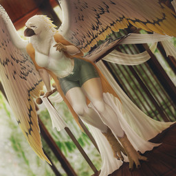 anthro beak biped bottomwear breasts claws clothed clothed_anthro clothed_female clothing feathers feet female fingers front_view fully_clothed fully_clothed_anthro fully_clothed_female inside looking_at_viewer scutes smile solo standing tail toes topwear wings dafka avian bird 1:1 2026 absurd_res digital_drawing_(artwork) digital_media_(artwork) hi_res