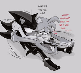 antenna_hair anthro anus bangle bed blush breasts countershade_arms countershade_feet countershading duo eyelashes feet female furniture genitals hair head_tuft jewelry legs_back looking_pleasured male male/female markings nipples nude on_bed pillow pointy_ears small_breasts spread_legs spreading tail text thick_eyelashes toes tuft vulva fr0gbcket sega sonic_the_hedgehog_(series) amy_rose shadow_the_hedgehog eulipotyphlan hedgehog mammal 2025 dithering english_text monochrome