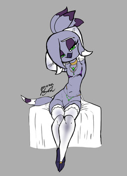 aged_down andromorph andromorph_anthro anthro barely_visible_genitalia barely_visible_vulva bedroom_eyes bottomless bottomless_andromorph bottomless_anthro bottomless_intersex bridal_lingerie choker clothed clothing evening_gloves eyelashes eyeshadow feathers genitals green_eyes hair intersex intersex_anthro jewelry legwear lingerie makeup mastectomy_scar narrowed_eyes navel necklace ponytail purple_body purple_feathers scar seductive sitting skimpy solo thigh_highs vulva white_body white_feathers young young_andromorph young_anthro young_intersex wayesh dominique_(wayesh) avian bird common_gull demon gull lari larid hi_res signature