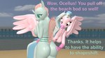 anthro anthrofied beach big_butt biped blue_body breasts butt duo eyelashes feathers female female/female hand_on_butt nipples nude pink_body pink_feathers thick_thighs papadragon69 european_mythology friendship_is_magic greek_mythology hasbro my_little_pony mythology ocellus_(mlp) silverstream_(mlp) arthropod avian changeling hippogriff mythological_avian mythological_creature 3d_(artwork) digital_media_(artwork) hi_res