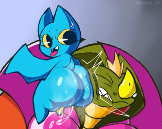 anthro big_butt bodily_fluids butt butt_focus butt_slam butt_smack duo dwarfism female fluid-body male male/female outline pegleg shortstack thick_thighs tongue wings purpbatboi cartoon_network mao_mao:_heroes_of_pure_heart adorabat coby_(mao_mao) orangusnake ape bat haplorhine mammal monkey mustelid musteline orangutan primate reptile scalie snake 2021 colored digital_media_(artwork) hi_res shaded young_(lore)