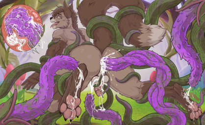 anal anal_orgasm anal_penetration anthro anus backsack balls bodily_fluids butt cum cum_from_ass cum_in_ass cum_inside cum_on_feet cum_while_penetrated cumshot ejaculation feet fingers fur genital_fluids genitals hair half-erect hands-free humanoid_genitalia humanoid_penis internal internal_anal looking_pleasured male male_penetrated nude open_mouth orgasm orgasm_face outdoor_nudity outside pawpads penetration penis plant plant_tentacles restrained restrained_by_tentacles sex simple_background smile solo spread_legs spreading tail teeth tentacle_in_ass tentacle_penetration tentacle_sex tentacles toes tongue tongue_out tvard canid canine canis domestic_dog mammal digital_media_(artwork) hi_res