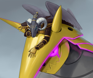 armor duo female horn hug male size_difference smile wings darkcat613 nintendo pokemon baphomet_(deity) folionne aggron bovid caprine caprine_demon deity demon generation_3_pokemon goat goat_demon humanoid mammal pokemon_(species) reptile scalie sheep absurd_res hi_res