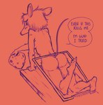 ambiguous_gender anthro big_butt blush butt butt_focus cheese dairy_products dialogue feet food hair mouse_trap nude rear_view short_hair skinny solo speech_bubble tail text trap_(contrivance) isthatyourmain mammal mouse murid murine rodent english_text hi_res