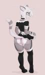 anthro big_butt blush bottomwear butt clothing collar costume femboy green_eyes hair leggings legwear maid_uniform male panties short_hair skirt solo standing underwear uniform booponies conditional_dnp silvermist_(notglacier) domestic_cat felid feline felis mammal absurd_res hi_res