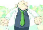 anthro black_nose clothing eyewear fur glasses kemono male necktie overweight overweight_anthro overweight_male shirt solo topwear white_body white_fur tomoyamaru lifewonders tokyo_afterschool_summoners leib_(tas) bear mammal polar_bear ursine 2021