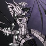 anthro black_nipples breasts female horn machine nipples nude pose solo tail dragonnetstorm mythology dragon mechanical_dragon mythological_creature mythological_scalie robot scalie 1:1 hi_res pinup