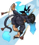 5_fingers 5_toes armor arrow_(weapon) barefoot blue_body blue_skin breasts butt_ripples butt_slap countershade_feet countershade_hands countershading curling_toes feet female fingers fire flaming_hair flaming_tail glowing glowing_eyes glowing_sword glowing_tail glowing_tongue holding_melee_weapon holding_object holding_sword holding_weapon horn humanoid_feet humanoid_hands melee_weapon not_furry plantigrade pseudo_hair ranged_weapon shadow_face sharp_teeth short_stack side_boob simple_background slap slapping_own_butt slapping_self soles solo sword tail taunting teeth thick_thighs toes tongue tongue_out unconvincing_armor weapon wide_hips ceehaz gremlin_keeper demon humanoid imp 2025 absurd_res hi_res