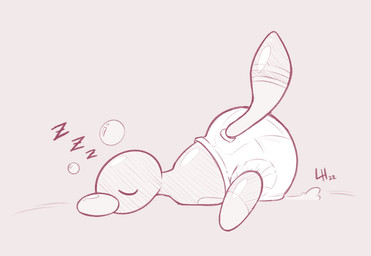 ambiguous_gender big_diaper bubble clothed clothing diaper eyes_closed feral glistening glistening_body lying on_front side_view simple_background sleeping solo sound_effects vowelless vowelless_sound_effect wearing_diaper zzz lynhug_bb nintendo pokemon generation_2_pokemon pokemon_(species) porygon2 2022 archived_source monochrome signature