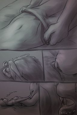 anthro bed between_legs breasts clitoris cunnilingus duo female female_human female_on_anthro furniture genitals human_on_anthro interspecies male male/female male_anthro male_on_human moan nipples oral pubes removing_pants sex sharp_teeth snout_in_pussy teeth text vaginal peregr1ne mythology canid canine human mammal mythological_canine mythological_creature werecanid werecanine werecreature werewolf 2:3 comic hi_res monochrome