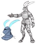 anthro armor comic elderly ghost hare headgear helmet hi_res hisseefit lagomorph leporid male mammal mature_male model_sheet plantigrade sir_cordiale sketch solo spirit tales_from_valmeridia translucent