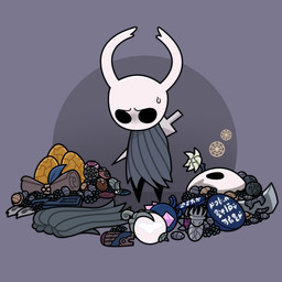 2_horns ambiguous_gender anthro biped black_body black_eyes bodily_fluids cloak clothed clothing egg empty_eyes eyebrows flower horn lamp melee_weapon nail_(weapon) paper plant solo standing sweat sweatdrop weapon weapon_on_back theactualjk hollow_knight_(franchise) team_cherry the_knight_(hollow_knight) arthropod vessel_(species) 1:1 2026 absurd_res hi_res