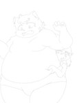 anthro belly clothing duo floppy_ears male male/male overweight overweight_male pinching_belly size_difference small_dom_big_sub underwear young young_anthro kemoduelist cyberconnect2 fuga:_melodies_of_steel little_tail_bronx boron_brioche jin_macchiato canid canine caninu canis domestic_cat domestic_dog felid feline felineko felis mammal 3:4 hi_res line_art monochrome