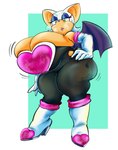 anthro big_breasts big_butt breasts butt cellulite clothing eyeshadow female green_eyes hand_on_hip huge_breasts huge_butt looking_at_viewer makeup slightly_chubby solo standing thick_thighs torn_clothing rchammer sega sonic_the_hedgehog_(series) rouge_the_bat bat mammal hi_res