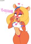 accessory anthro blush bottom_heavy braces breasts clothing collar crop_top dialogue female headband looking_pleasured navel navel_piercing panties piercing shirt simple_background small_breasts solo tongue tongue_out topwear underwear white_background wide_eyed wide_hips dongitos activision crash_bandicoot_(series) coco_bandicoot bandicoot mammal marsupial absurd_res hi_res