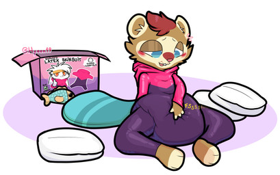 3_toes 4_fingers ambiguous_gender anthro blue_tail blue_tail_tip blush blush_lines bodily_fluids box brown_body brown_fur brown_inner_ear buckteeth clothed clothing container costume diaper diaper_under_clothing diaper_under_skinsuit dipstick_tail feet fingerless_(marking) fingers folded_diaper fur genital_fluids hair half-closed_eyes hand_on_diaper hoodie inner_ear_fluff latex latex_clothing latex_skinsuit looking_down markings multicolored_body multicolored_fur narrowed_eyes open_mouth open_smile pink_nose plushie pokemon_costume red_body red_fur red_hair simple_background sitting skinsuit smile solo sound_effects tail tail_markings tan_body tan_ears tan_fur tan_inner_ear_fluff teeth text tight_clothing toeless_(marking) toes topwear touching_diaper tuft twitter_handle unclean_diaper urine used_diaper using_diaper vowelless vowelless_sound_effect wearing_diaper wet_diaper wetting wetting_diaper whisker_spots white_background white_diaper rapoof nintendo pokemon kvikk_(littlekvikk) rapoof_(character) beaver generation_8_pokemon mammal pokemon_(species) raboot rodent absurd_res character_name english_text hi_res